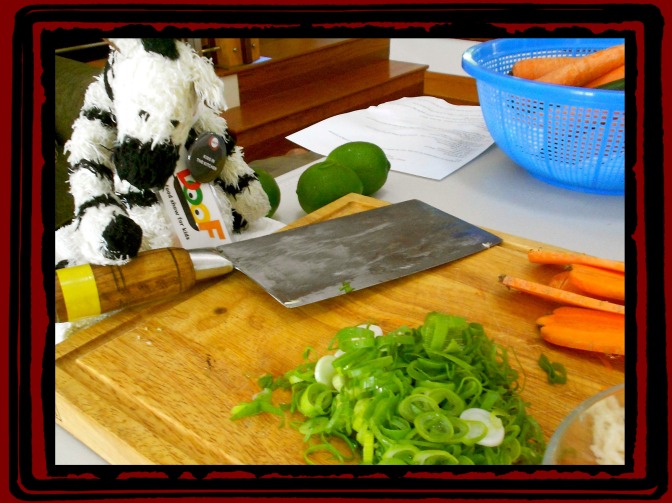 ZeBot Cleaver & Prepped Wok Ingredients for Chinese New Year